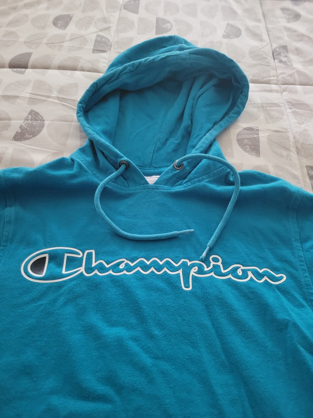 Champion Light Weight Teal Hoodie with Script Logo